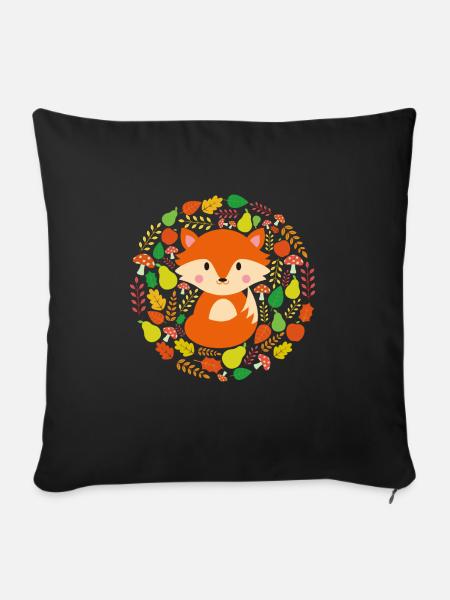 Herbstliches Fuchs Design Geschenkidee Fuchs-Liebe - Sofakissenbezug 45 x 45 cm - Schwarz