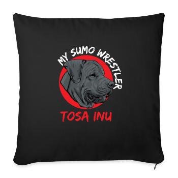 Tosa Inu Mon lutteur de sumo - Housse de coussin décorative 45 x 45 cm - noir - Devant