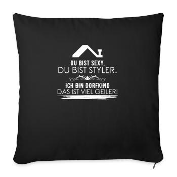 Enfant du village agriculteur paysan proverbes T-shirt - Housse de coussin décorative 45 x 45 cm - noir - Devant