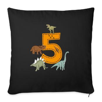 Anniversaire 5 ans Dino, dinosaure T-shirt cinq - Housse de coussin décorative 45 x 45 cm - noir - Devant