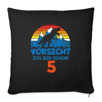 Birthday 5 years Dino, T-Rex T-Shirt Five - Sofa pillowcase 17,3'' x 17,3'' (45 x 45 cm) - black - Front