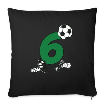 Birthday 6 years football, football player - Sofa pillowcase 17,3'' x 17,3'' (45 x 45 cm) - black - Front