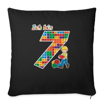 Birthday 7 years building blocks, Baumeister T-shirt - Sofa pillowcase 17,3'' x 17,3'' (45 x 45 cm) - black - Front