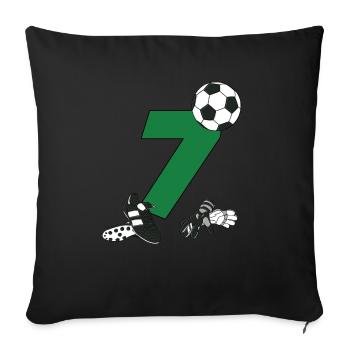 Birthday 7 years football, football player - Sofa pillowcase 17,3'' x 17,3'' (45 x 45 cm) - black - Front