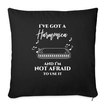 Harmonica - Harmonica Player - Sheet Music - Sofa pillowcase 17,3'' x 17,3'' (45 x 45 cm) - black - Front