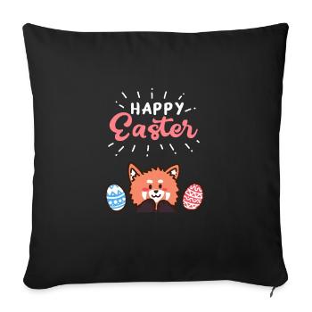 Red Panda - Easter - Happy Easter - Easter egg - Sofa pillowcase 17,3'' x 17,3'' (45 x 45 cm) - black - Front