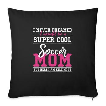 Maman du football super cool - chemise - Housse de coussin décorative 45 x 45 cm - noir - Devant