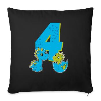 Birthday 4 Years Dino, Dinosaur T-Shirt Four - Sofa pillowcase 17,3'' x 17,3'' (45 x 45 cm) - black - Front