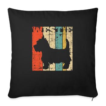 Retro Westie West Highland Terrier Vintage - Sofa pillowcase 17,3'' x 17,3'' (45 x 45 cm) - black - Front
