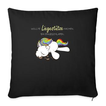 Wanted to do push-ups – I fell asleep - Sofa pillowcase 17,3'' x 17,3'' (45 x 45 cm) - black - Front