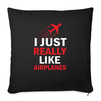 Chemise aviateur avion - Housse de coussin décorative 45 x 45 cm - noir - Devant