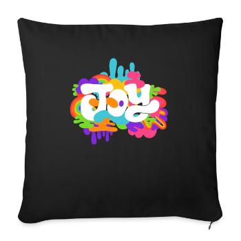 Tee-shirt joie amusement fou et joie - Housse de coussin décorative 45 x 45 cm - noir - Devant