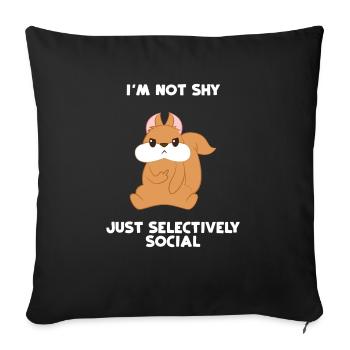 Écureuil - anti-social - écureuil - Housse de coussin décorative 45 x 45 cm - noir - Devant
