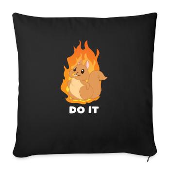 Squirrel - Fire - Squirrel - Gift - Sofa pillowcase 17,3'' x 17,3'' (45 x 45 cm) - black - Front