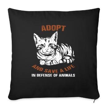Adoption de la protection des animaux chats - Housse de coussin décorative 45 x 45 cm - noir - Devant