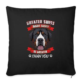 Großer Schweizer Sennen Greater Swiss Mountain Dog - Sofakissenbezug 45 x 45 cm - Schwarz - Vorne