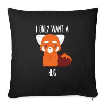 Red Panda - Cat Bear - Cuddling - Hug - Sofa pillowcase 17,3'' x 17,3'' (45 x 45 cm) - black - Front