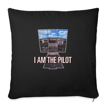 JE SUIS LE PILOTE, Jeu en 3D, Cockpit Sky - Cadeau - Housse de coussin décorative 45 x 45 cm - noir - Devant