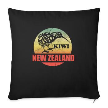 Kiwi New Zealand Cercle - Cadeau - Housse de coussin décorative 45 x 45 cm - noir - Devant