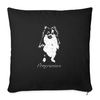 Pignon nain Pomeranian - Housse de coussin décorative 45 x 45 cm - noir - Devant