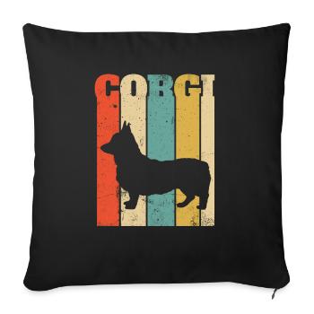 Corgi Vintage Vintage - Housse de coussin décorative 45 x 45 cm - noir - Devant