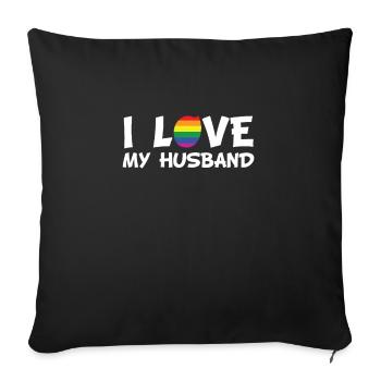 Gay j'aime mon mari - Housse de coussin décorative 45 x 45 cm - noir - Devant