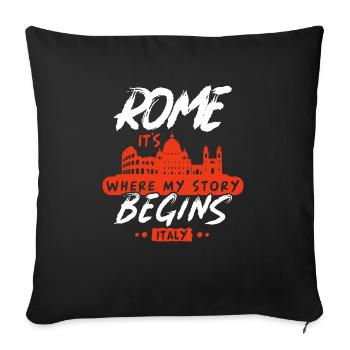 Rome Italie Ville du Vatican Capitale Idée Cadeau - Housse de coussin décorative 45 x 45 cm - noir - Devant