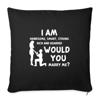 Demande de mariage - Housse de coussin décorative 45 x 45 cm - noir - Devant