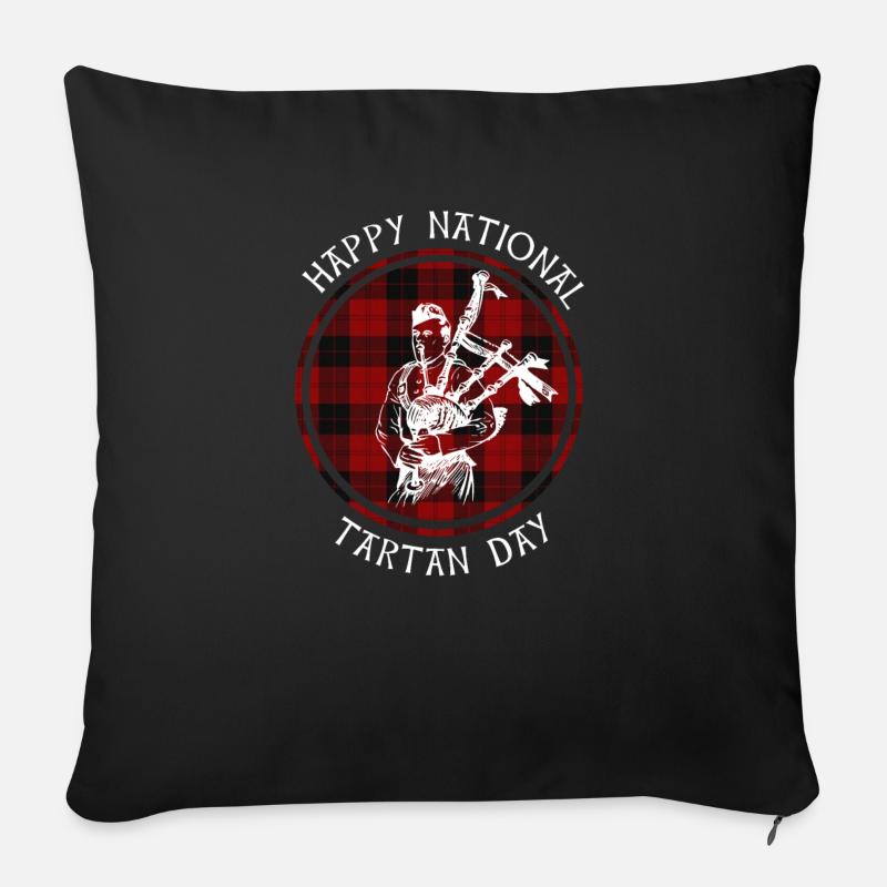 National Tartan Day Schottland Dudelsack Geschenk - Sofakissenbezug 45 x 45 cm - Schwarz