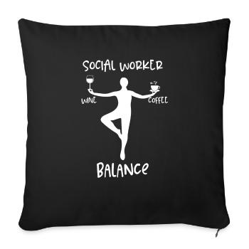 Assistant social - assistant social - bilan - en disant - Housse de coussin décorative 45 x 45 cm - noir - Devant