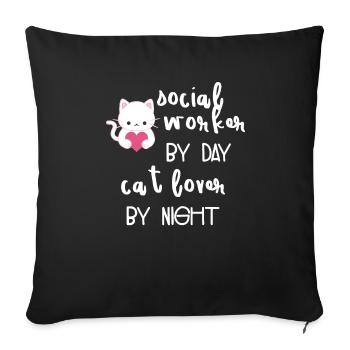 Assistante sociale - assistante sociale - chat - Housse de coussin décorative 45 x 45 cm - noir - Devant