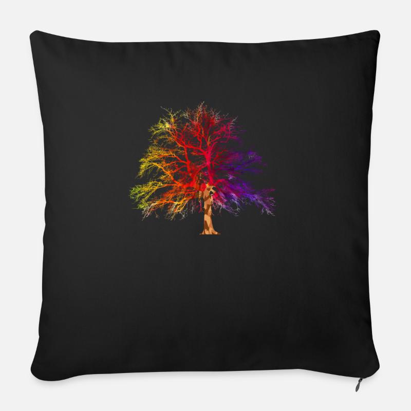 Fantasy Baum Farbverlauf Chakra Wald Frieden Shirt - Sofakissenbezug 45 x 45 cm - Schwarz