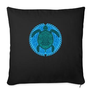 Hawaiian Tribal Turtle Art product| Sea Turtle - Sofa pillowcase 17,3'' x 17,3'' (45 x 45 cm) - black - Front
