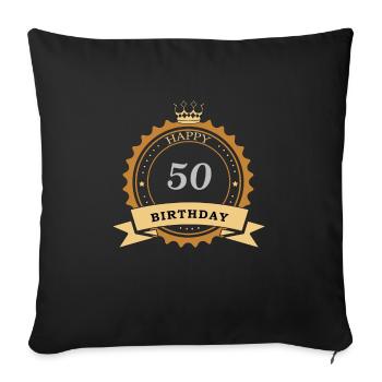 50 happy birthday - Sofa pillowcase 17,3'' x 17,3'' (45 x 45 cm) - black - Front