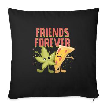 Hanf Cannabis und Pizza - Sofakissenbezug 45 x 45 cm - Schwarz - Vorne
