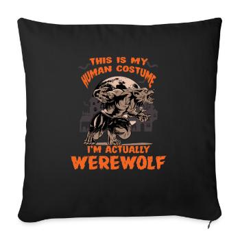 Loup-garou - T-shirt Loup-garou - Cadeau - Halloween - Housse de coussin décorative 45 x 45 cm - noir - Devant