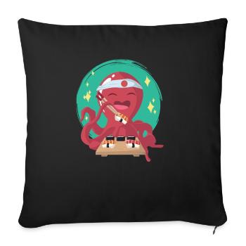 Pieuvre Sushi Maître sushi - Housse de coussin décorative 45 x 45 cm - noir - Devant