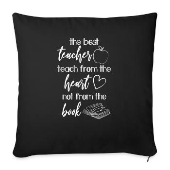 Enseignant - T-shirt Enseignant - Enseignant - Cœur - Housse de coussin décorative 45 x 45 cm - noir - Devant