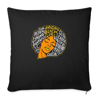 Damen Melanin Goddess design| Black Pride graphic - Sofa pillowcase 17,3'' x 17,3'' (45 x 45 cm) - black - Front