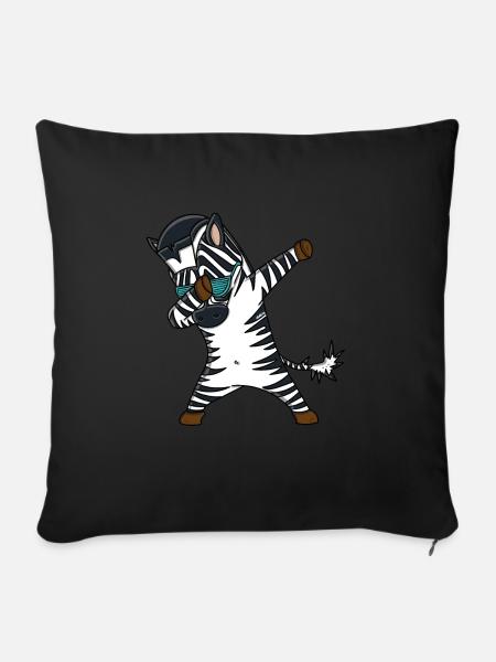 Dabbing Zebra T-Shirt Lustig - Sofakissenbezug 45 x 45 cm - Schwarz