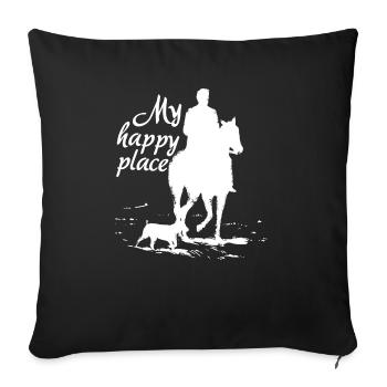 My Happy Place - Cheval & Chien - Housse de coussin décorative 45 x 45 cm - noir - Devant