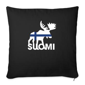 SUOMI Finland Idée cadeau Moose Image Scandinavie - Housse de coussin décorative 45 x 45 cm - noir - Devant