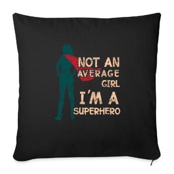 Idée de cadeau pour le héros super-héros femme Cap Superkraft - Housse de coussin décorative 45 x 45 cm - noir - Devant