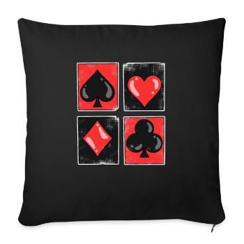 Spielkarte Kartenspiel Poker Black Jack Geschenk - Sofakissenbezug 45 x 45 cm - Schwarz - Vorne