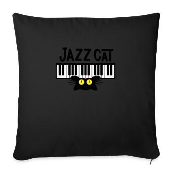 piano jazz chat piano - Housse de coussin décorative 45 x 45 cm - noir - Devant