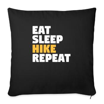 Hiking Graphic - Eat Sleep Hike Repeat - Sofa pillowcase 17,3'' x 17,3'' (45 x 45 cm) - black - Front