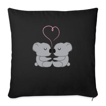 Koala - Koalas - Koalafan - couple - amour - coeur - Housse de coussin décorative 45 x 45 cm - noir - Devant