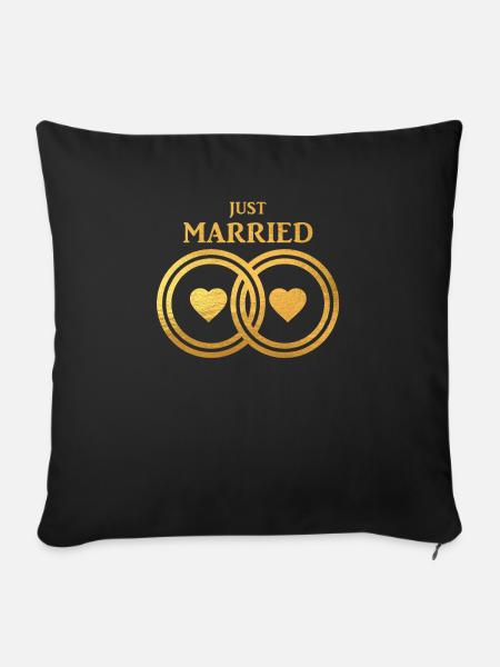 Just Married - Wedding Shirts - Sofakissenbezug 45 x 45 cm - Schwarz