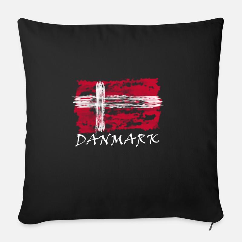 Dänische Flagge - Sofakissenbezug 45 x 45 cm - Schwarz