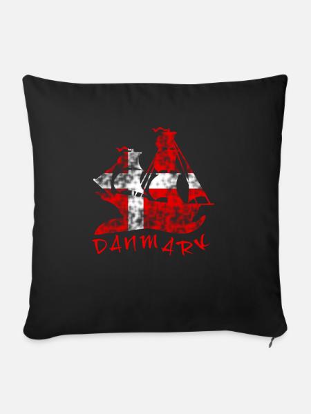 Dänische Flagge - Sofakissenbezug 45 x 45 cm - Schwarz